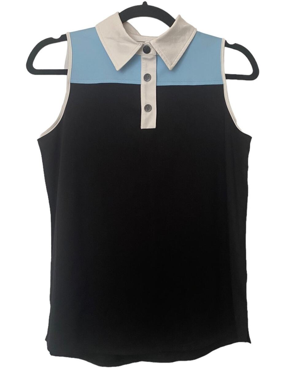 Belyn Key Blue Colorblock Sleeveless Polo Top Size XS Golf Athleisure Preppy